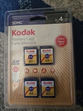 Kodak 4GB SDHC Memory Cards Yellow and Black - 4 Pack